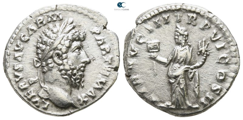 Lucius Verus AD 161-169. Struck AD 166. Rome
Denarius AR

18mm., 3,14g.

L ...