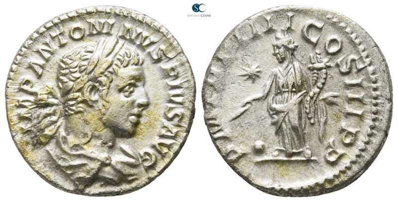 Elagabalus AD 218-222. Struck AD 220-222. Rome
Denarius AR

18mm., 2,86g.

...