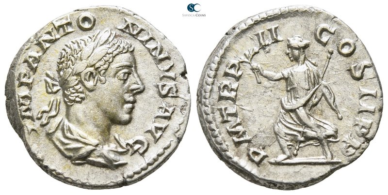 Elagabalus AD 218-222. Struck AD 219. Rome
Denarius AR

17mm., 3,52g.

IMP ...