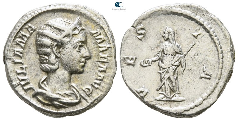 Julia Mamaea AD 225-235. Struck AD 227. Rome
Denarius AR

19mm., 3,11g.

IV...
