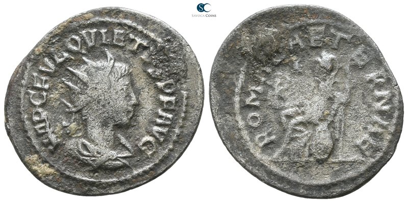 Quietus AD 260-261. Antioch
Antoninianus Æ silvered

23mm., 2,91g.

IMP C F...