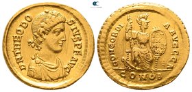 Theodosius I. AD 379-395. Decennalia issue. Struck AD 388-392. Constantinople. 1st officina. Solidus AV