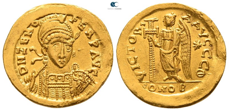 Zeno. Second reign AD 476-491. Struck AD 477-491. Constantinople. 9th officina
...