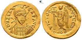 Zeno. Second reign AD 476-491. Struck AD 477-491. Constantinople. 9th officina. Solidus AV