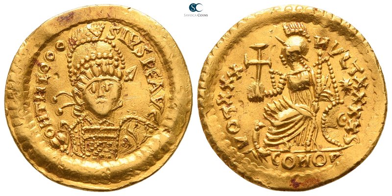 Theodosius II AD 402-450. Constantinople
Solidus AV

21mm., 4,54g.

D N THE...