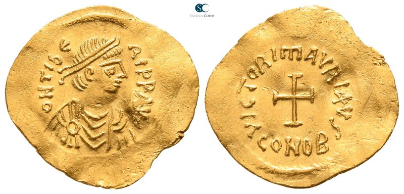 Maurice Tiberius AD 582-602. Constantinople
Tremissis AV

18mm., 1,46g.

D ...
