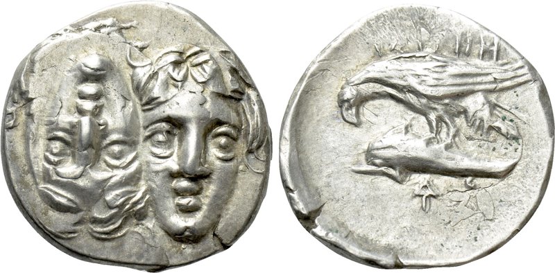 MOESIA. Istros. Drachm (Circa 313-280 BC). 

Obv: Facing male heads, the left ...