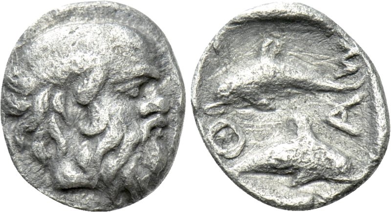 THRACE. Thasos. Tritartemorion (Circa 412-404 BC). 

Obv: Head of Satyr right....