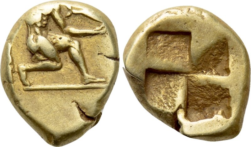 MYSIA. Kyzikos. EL Hekte (Circa 550-450 BC). 

Obv: Youthful male figure, wear...