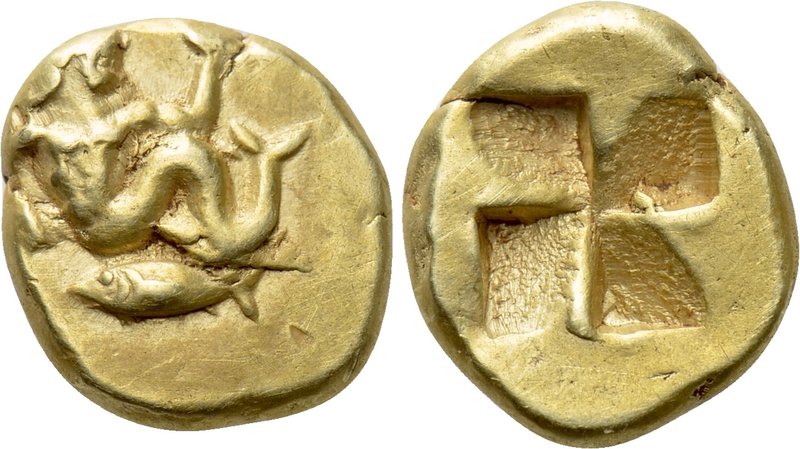 MYSIA. Kyzikos. EL Hekte (Circa 550-450 BC). 

Obv: Triton left, holding wreat...