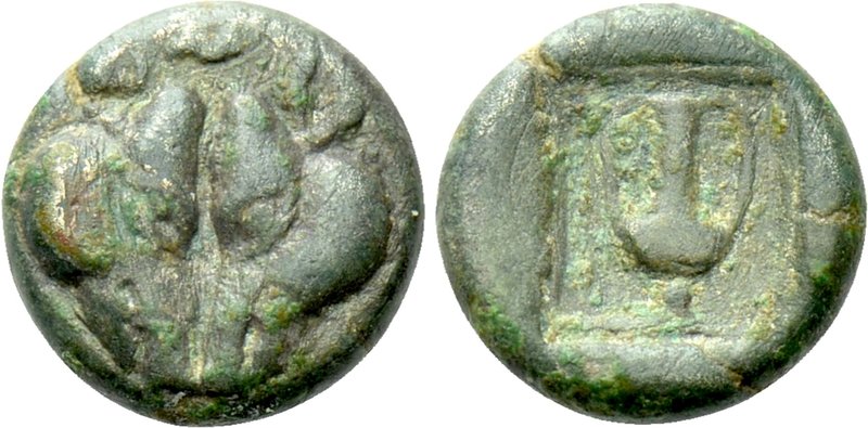 LESBOS. Uncertain. BI 1/12 Stater (Circa 550-480 BC). 

Obv: Confronted heads ...