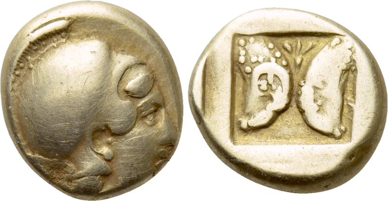 LESBOS. Mytilene. EL Hekte (Circa 454-428/7 BC).

Obv: Head of Athena right, w...