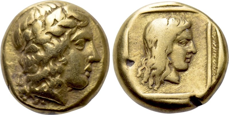 LESBOS. Mytilene. EL Hekte (Circa 412-378 BC). 

Obv: Laureate head of Apollo ...