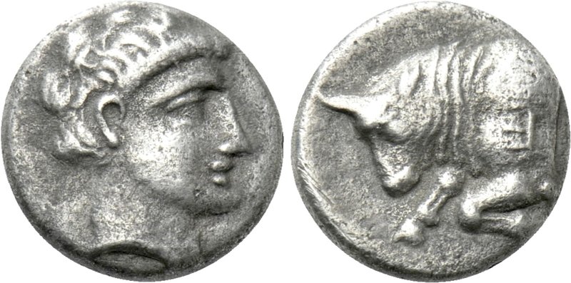SATRAPS OF CARIA. Hekatomnos (392-376 BC). Diobol. Mylasa. 

Obv: Laureate hea...