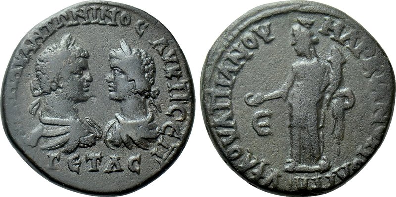 MOESIA INFERIOR. Marcianopolis. Caracalla with Geta (198-217). Ae Pentassarion. ...