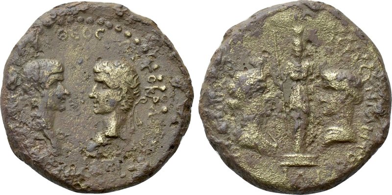 TROAS. Ilium. Caligula, with Divus Augustus (37-41). Ae. 

Obv: ΓΑIOC KAICAP Θ...