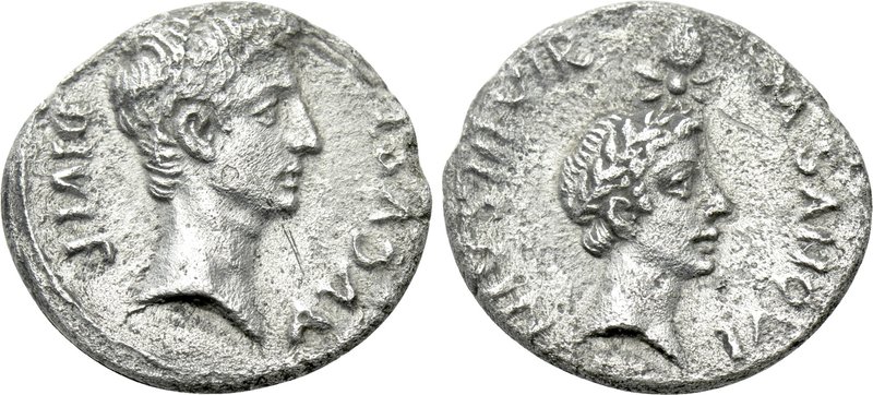 AUGUSTUS with DIVUS JULIUS CAESAR ( 27-14 BC). Denarius. 

Obv: AUGUSTUS DIVI ...