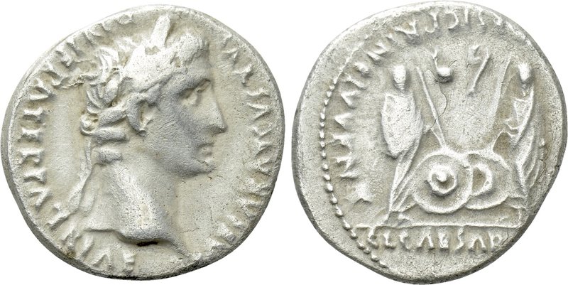 AUGUSTUS (27 BC-14 AD). Denarius. Lugdunum. 

Obv: CAESAR AVGVSTVS DIVI F PATE...