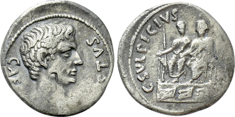 AUGUSTUS (27 BC-14 AD). Denarius. Rome. C. Sulpicius Platorinus, moneyer. 

Ob...