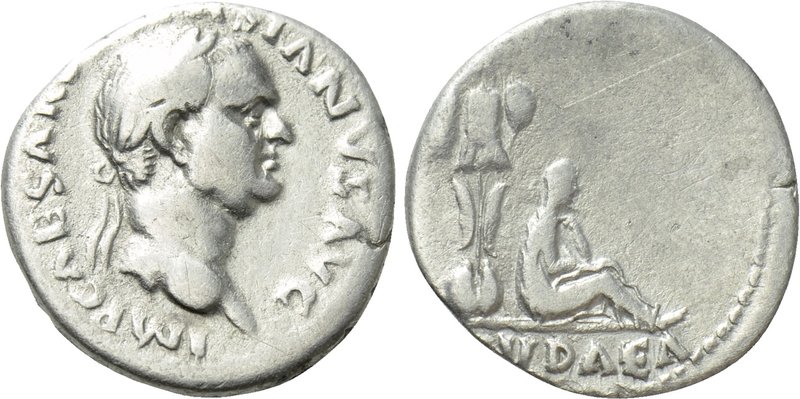 VESPASIAN (69-79). Denarius. Rome. "Judaea Capta" issue. 

Obv: IMP CAESAR VES...