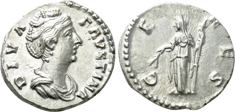DIVA FAUSTINA I (Died 140/1). Denarius. Rome. Struck under Antoninus Pius. 

O...