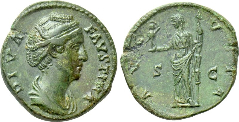 DIVA FAUSTINA I (Died 140/1). As. Rome. 

Obv: DIVA FAVSTINA. 
Draped bust ri...