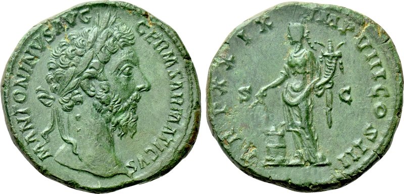 MARCUS AURELIUS (161-180). Sestertius. Rome.

Obv: M ANTONINVS AVG GERM SARMAT...