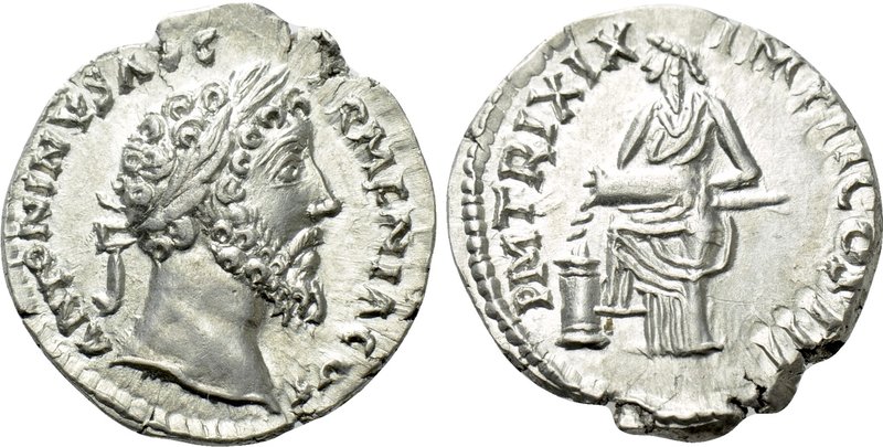 MARCUS AURELIUS (161-180). Denarius. Contemporary imitation of Rome.

Obv: ANT...