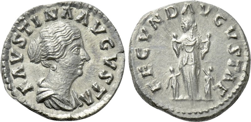 FAUSTINA II (Augusta, 147-176). Denarius. Rome. 

Obv: FAVSTINA AVGVSTA. 
Dra...