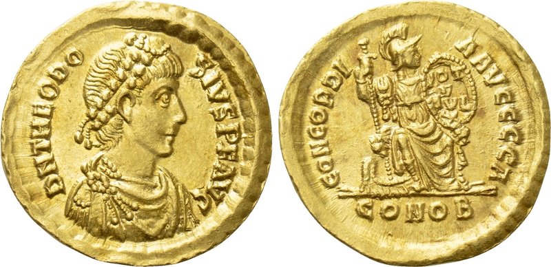 THEODOSIUS I (379-395). GOLD Solidus. Constantinople. 

Obv: D N THEODOSIVS P ...