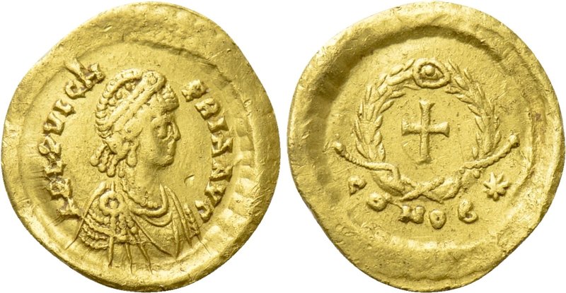 AELIA PULCHERIA (Augusta, 414-453). GOLD Tremissis. Constantinople. 

Obv: AEL...