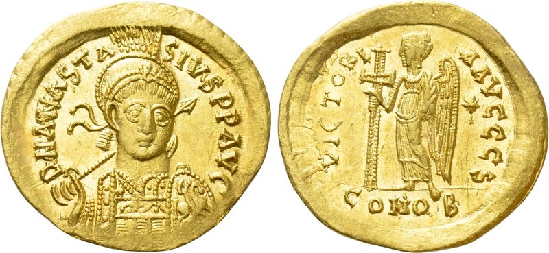 ANASTASIUS I (491-518). GOLD Solidus. Constantinople. 

Obv: D N ANASTASIVS P ...