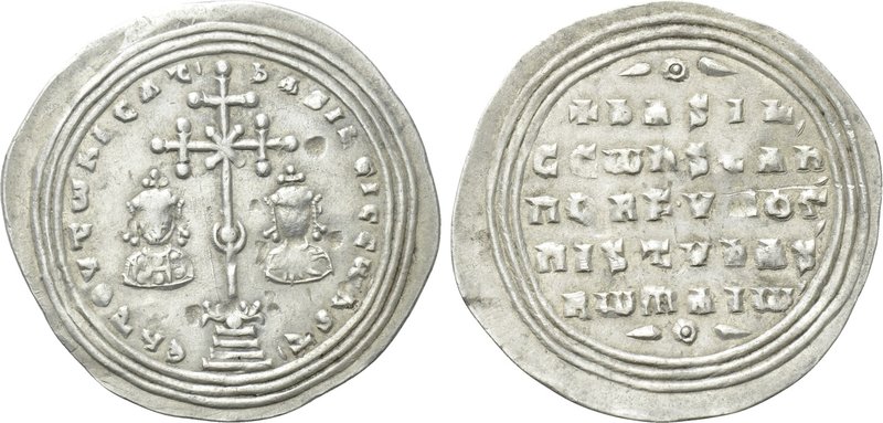 BASIL II BULGAROKTONOS with CONSTANTINE VIII (976-1025). Miliaresion. Constantin...
