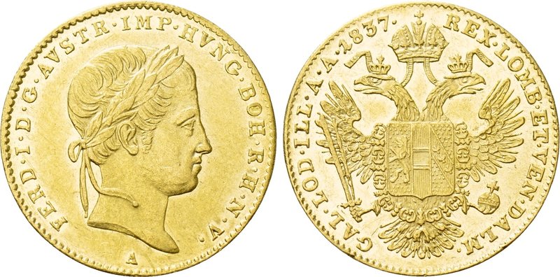 AUSTRIA. Ferdinand I (1835-1848). GOLD Ducat (1837-A). Wien (Vienna). 

Obv: F...