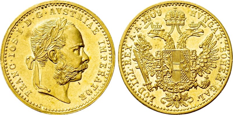 AUSTRIA. Franz Joseph I (1848-1916). GOLD Ducat (1909). Wien (Vienna). 

Obv: ...