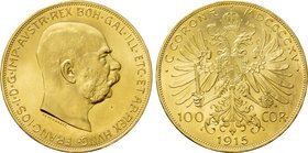 AUSTRIA. Franz Joseph I (1848-1916). GOLD 100 Corona (1915). Wien (Vienna). Restrike issue.