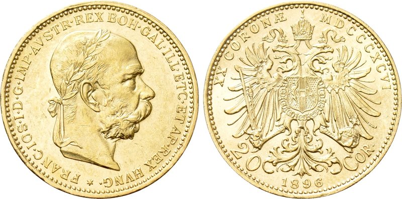 AUSTRIA. Franz Joseph I (1848-1916). GOLD 20 Corona (1896). Wien (Vienna). 

O...