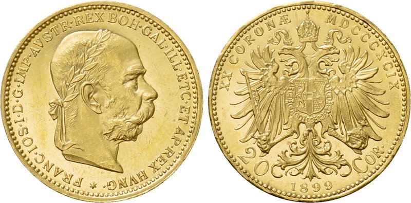 AUSTRIA. Franz Joseph I (1848-1916). GOLD 20 Corona (1899). Wien (Vienna). 

O...