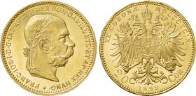 AUSTRIA. Franz Joseph I (1848-1916). GOLD 20 Corona (1899). Wien (Vienna).