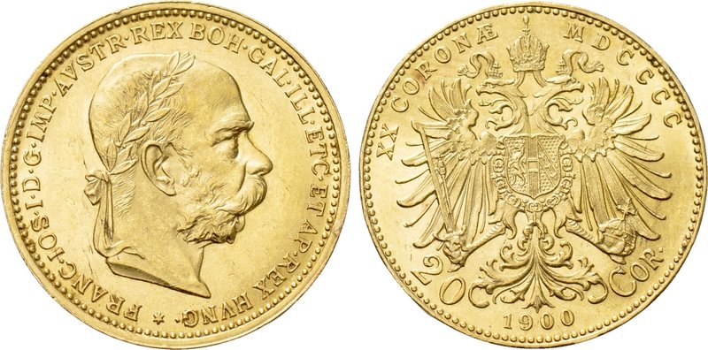 AUSTRIA. Franz Joseph I (1848-1916). GOLD 20 Corona (1900). Wien (Vienna). 

O...