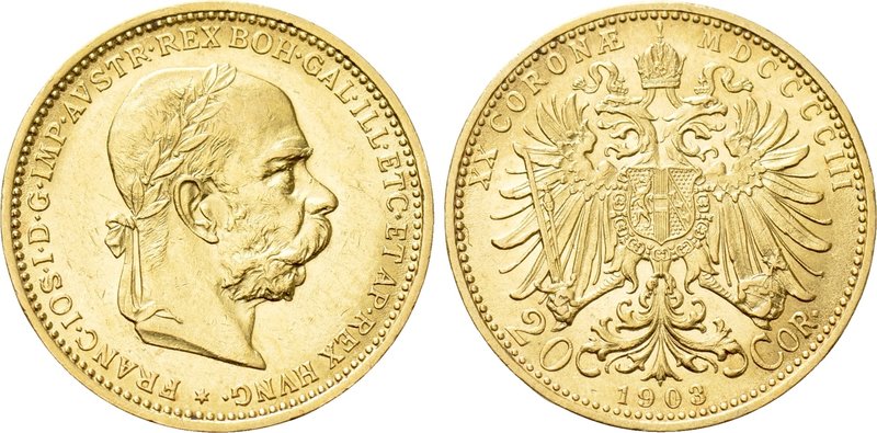 AUSTRIA. Franz Joseph I (1848-1916). GOLD 20 Corona (1903). Wien (Vienna). 

O...