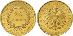 AUSTRIA. 1st Republic (1918-1938). GOLD 20 Kronen (1924). Wien (Vienna).