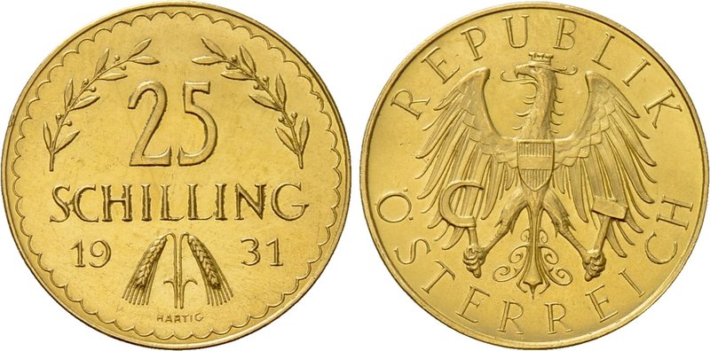 AUSTRIA. 1st Republic (1918-1938). GOLD 25 Schilling (1931). Wien (Vienna). 

...