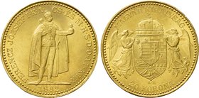 HUNGARY. Franz Josef I (1848-1916). GOLD 20 Korona (1892-KB). Kremnitz.