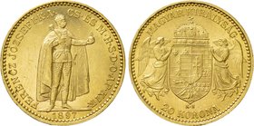 HUNGARY. Franz Josef I (1848-1916). GOLD 20 Korona (1897-KB). Kremnitz.