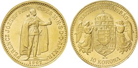 HUNGARY. Franz Joseph I (1848-1916). GOLD 10 Korona (1907-KB). Körmöcbánya (Kremnica).