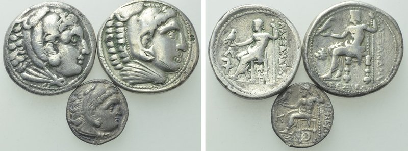 3 Coins of Alexander III the Great (Including 1 Fouree Tetradrachm). 

Obv: ....