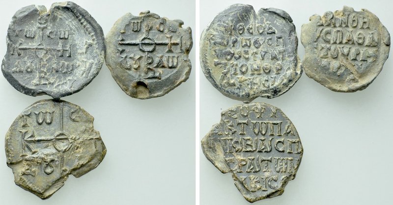 3 Byzantine Seals. 

Obv: .
Rev: .

. 

Condition: See picture.

Weight...