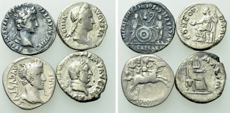 4 Scarce Denari; Augustus, Galba and Sabina. 

Obv: .
Rev: .

. 

Conditi...