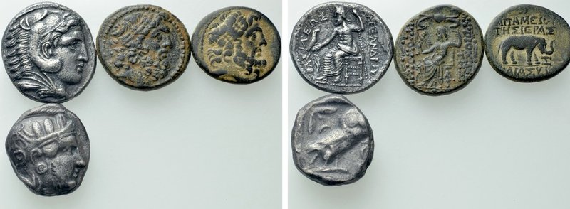 4 Greek Coins; Inluding Tetradrachms of Athens and Alexander the Great. 

Obv:...
